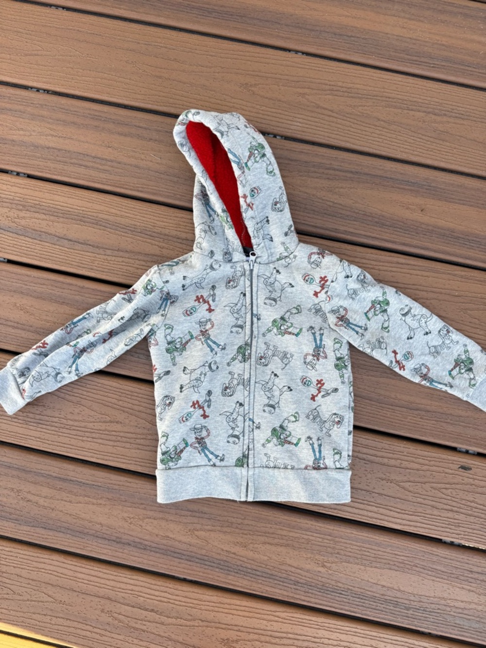 Disney Toy Story Grey Zip-Up Hoodie with Red Plush Lining